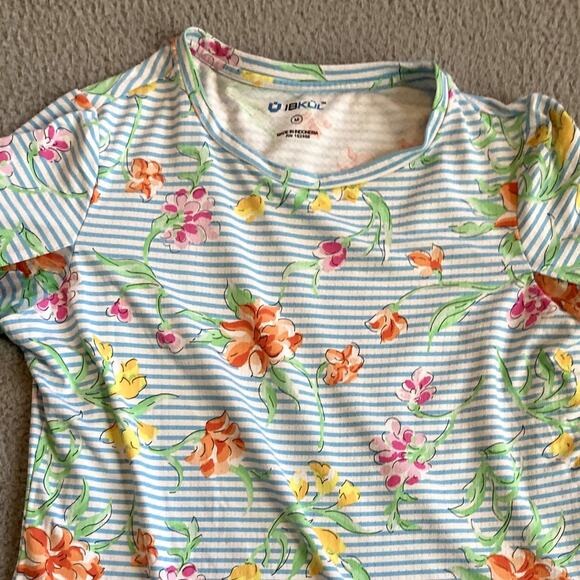 IBKUL Long Sleeve Crewneck Top Striped Floral Womens Medium 50+ Protection Sport - Picture 4 of 14